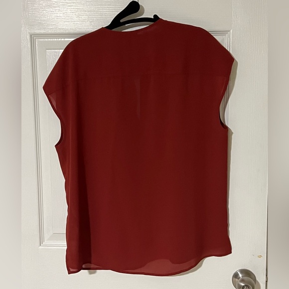 Deep orange thick strapped tank top with ribbon detail and button at top - Picture 4 of 4